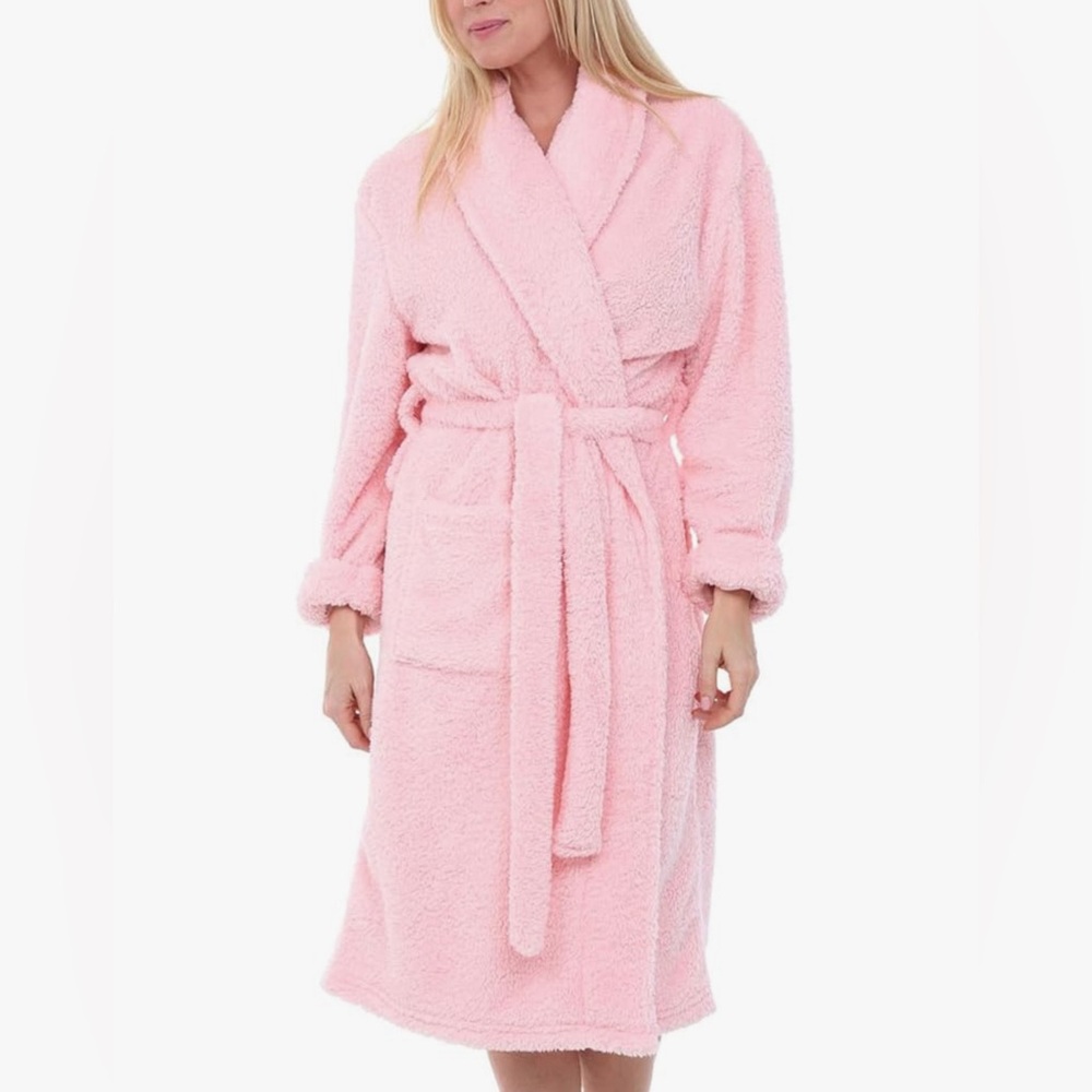Alexander Del Rossa Fluffy Fuzzy Robe for Women, in Pink NWT